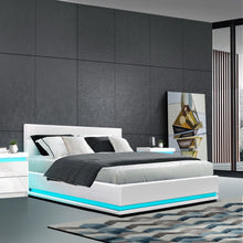 Load image into Gallery viewer, Lumi LEDPU Leather Gas Lift with Storage White Double Bed Frame