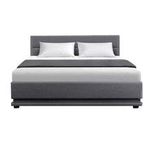 Load image into Gallery viewer, Artiss Lumi LED Bed Frame Fabric Gas Lift Storage - Grey Queen