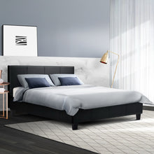 Load image into Gallery viewer, Artiss Bed Frame Double Size Base Mattress Platform Leather Wooden Black NEO