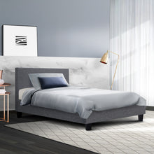 Load image into Gallery viewer, Artiss Neo Bed Frame Fabric - Grey King Single