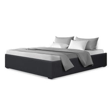 Load image into Gallery viewer, Double Size Fabric Charcoal Gas Lift with Storage Bed Frame without Headboard
