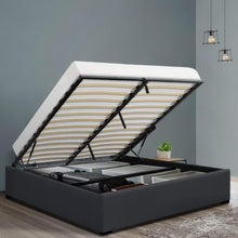 Load image into Gallery viewer, Double Size Fabric Charcoal Gas Lift with Storage Bed Frame without Headboard
