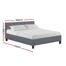 Load image into Gallery viewer, Fabric Grey Queen Bed Frame