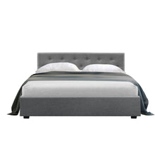 Load image into Gallery viewer, Artiss Vila Bed Frame Fabric Gas Lift Storage - Grey Double