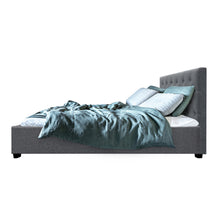 Load image into Gallery viewer, Artiss Vila Bed Frame Fabric Gas Lift Storage - Grey Double