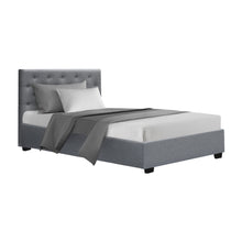Load image into Gallery viewer, Artiss Vila Bed Frame Fabric Gas Lift Storage - Grey King Single