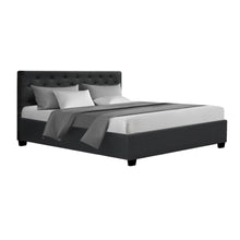Load image into Gallery viewer, Artiss Vila Bed Frame Fabric Gas Lift Storage - Charcoal Queen