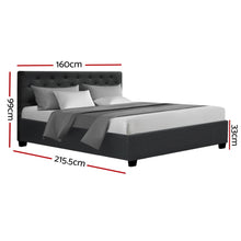 Load image into Gallery viewer, Artiss Vila Bed Frame Fabric Gas Lift Storage - Charcoal Queen