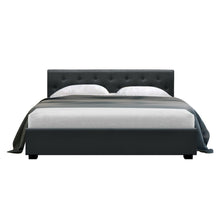 Load image into Gallery viewer, Artiss Vila Bed Frame Fabric Gas Lift Storage - Charcoal Queen