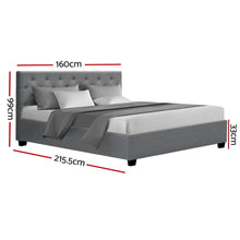 Load image into Gallery viewer, Artiss Vila Bed Frame Fabric Gas Lift Storage - Grey Queen