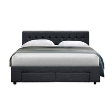 Load image into Gallery viewer, Artiss Avio Bed Frame Fabric Storage Drawers - Charcoal Double