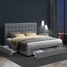 Load image into Gallery viewer, Fabric Grey King Bed Frame