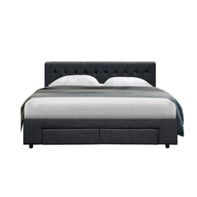 Load image into Gallery viewer, Artiss Avio Bed Frame Fabric Storage Drawers - Charcoal Queen