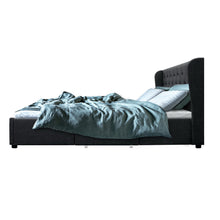 Load image into Gallery viewer, Artiss Mila Bed Frame Storage Drawers Fabric - Charcoal King