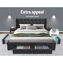 Load image into Gallery viewer, Artiss Mila Bed Frame Storage Drawers Fabric - Charcoal King