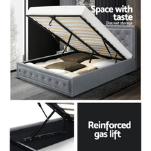 Load image into Gallery viewer, Artiss Tiyo Bed Frame Fabric Gas Lift Storage - Grey Double