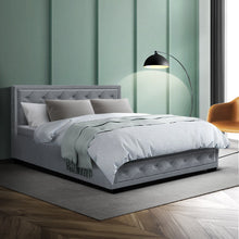 Load image into Gallery viewer, Artiss Tiyo Bed Frame Fabric Gas Lift Storage - Grey Double