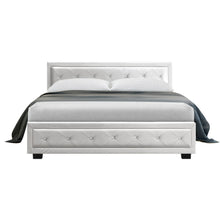 Load image into Gallery viewer, Artiss Tiyo Bed Frame PU Leather Gas Lift Storage - White Double