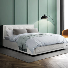 Load image into Gallery viewer, Artiss Tiyo Bed Frame PU Leather Gas Lift Storage - White Double