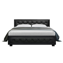 Load image into Gallery viewer, Artiss Tiyo Bed Frame PU Leather Gas Lift Storage - Black Queen