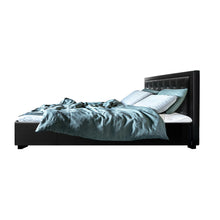 Load image into Gallery viewer, Artiss Tiyo Bed Frame PU Leather Gas Lift Storage - Black Queen