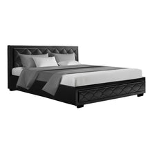 Load image into Gallery viewer, PU Leather Gas Lift with Storage Black King Bed Frame