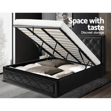 Load image into Gallery viewer, PU Leather Gas Lift with Storage Black King Bed Frame