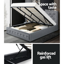 Load image into Gallery viewer, Artiss Tiyo Bed Frame Fabric Gas Lift Storage - Grey King