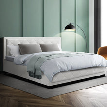 Load image into Gallery viewer, Artiss Tiyo Bed Frame PU Leather Gas Lift Storage - White King