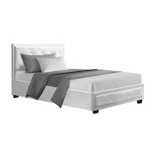 Load image into Gallery viewer, Artiss Tiyo Bed Frame PU Leather Gas Lift Storage - White King Single