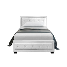 Load image into Gallery viewer, Artiss Tiyo Bed Frame PU Leather Gas Lift Storage - White King Single