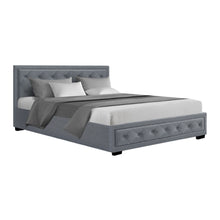 Load image into Gallery viewer, Artiss Tiyo Bed Frame Fabric Gas Lift Storage - Grey Queen