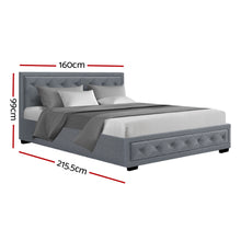 Load image into Gallery viewer, Artiss Tiyo Bed Frame Fabric Gas Lift Storage - Grey Queen