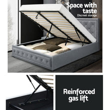 Load image into Gallery viewer, Artiss Tiyo Bed Frame Fabric Gas Lift Storage - Grey Queen