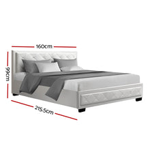 Load image into Gallery viewer, Artiss Tiyo Bed Frame PU Leather Gas Lift Storage - White Queen