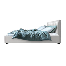 Load image into Gallery viewer, Artiss Tiyo Bed Frame PU Leather Gas Lift Storage - White Queen