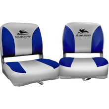 Load image into Gallery viewer, Set of 2 Folding Swivel Boat Seats - Grey & Blue
