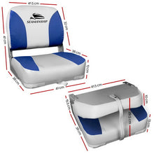 Load image into Gallery viewer, Set of 2 Folding Swivel Boat Seats - Grey & Blue
