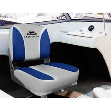 Load image into Gallery viewer, Set of 2 Folding Swivel Boat Seats - Grey & Blue