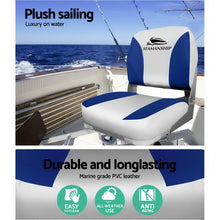Load image into Gallery viewer, Set of 2 Folding Swivel Boat Seats - Grey & Blue