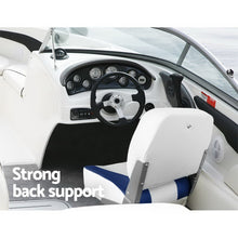 Load image into Gallery viewer, Set of 2 Folding Swivel Boat Seats - White & Blue