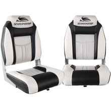 Load image into Gallery viewer, Seamanship Set of 2 Folding Swivel Boat Seats - Grey & Black
