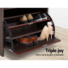 Load image into Gallery viewer, Artiss 12 Pairs Shoe Cabinet Organiser Wooden Storage Bench Stool
