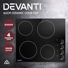 Load image into Gallery viewer, 60cm Electric 4 Zone Knobs Control Ceramic Cooktop