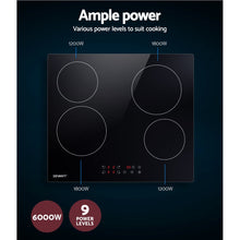 Load image into Gallery viewer, Devanti Ceramic Cooktop 60cm Electric Cooker 4 Burner Stove Hob Touch Control