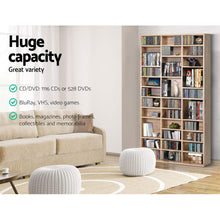 Load image into Gallery viewer, Artiss 528 DVD 1116 CD Storage Shelf Media Rack Stand Cupboard Book Unit Oak