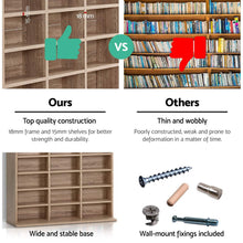 Load image into Gallery viewer, Artiss 528 DVD 1116 CD Storage Shelf Media Rack Stand Cupboard Book Unit Oak