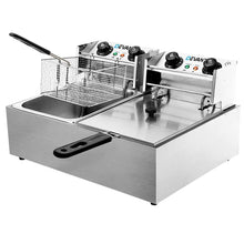 Load image into Gallery viewer, Commercial Electric Twin Deep Fryer - Silver