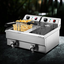 Load image into Gallery viewer, Devanti Commercial Electric Deep Fryer Twin Frying Basket Chip Cooker Countertop