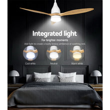 Load image into Gallery viewer, Devanti 52'' Ceiling Fan LED Light Remote Control Wooden Blades Timer 1300mm